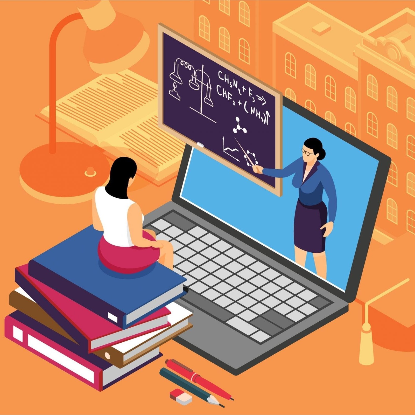 Graphics picturing online learning