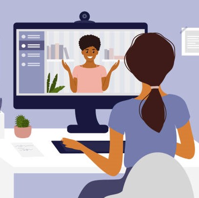 Graphics picturing a job interview